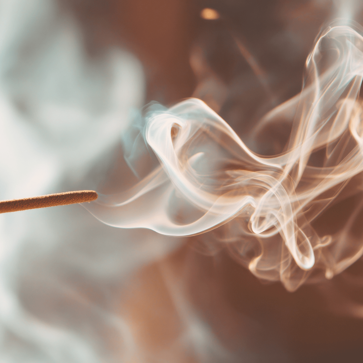 Image shows burning incense with smoke coming off it - close up.