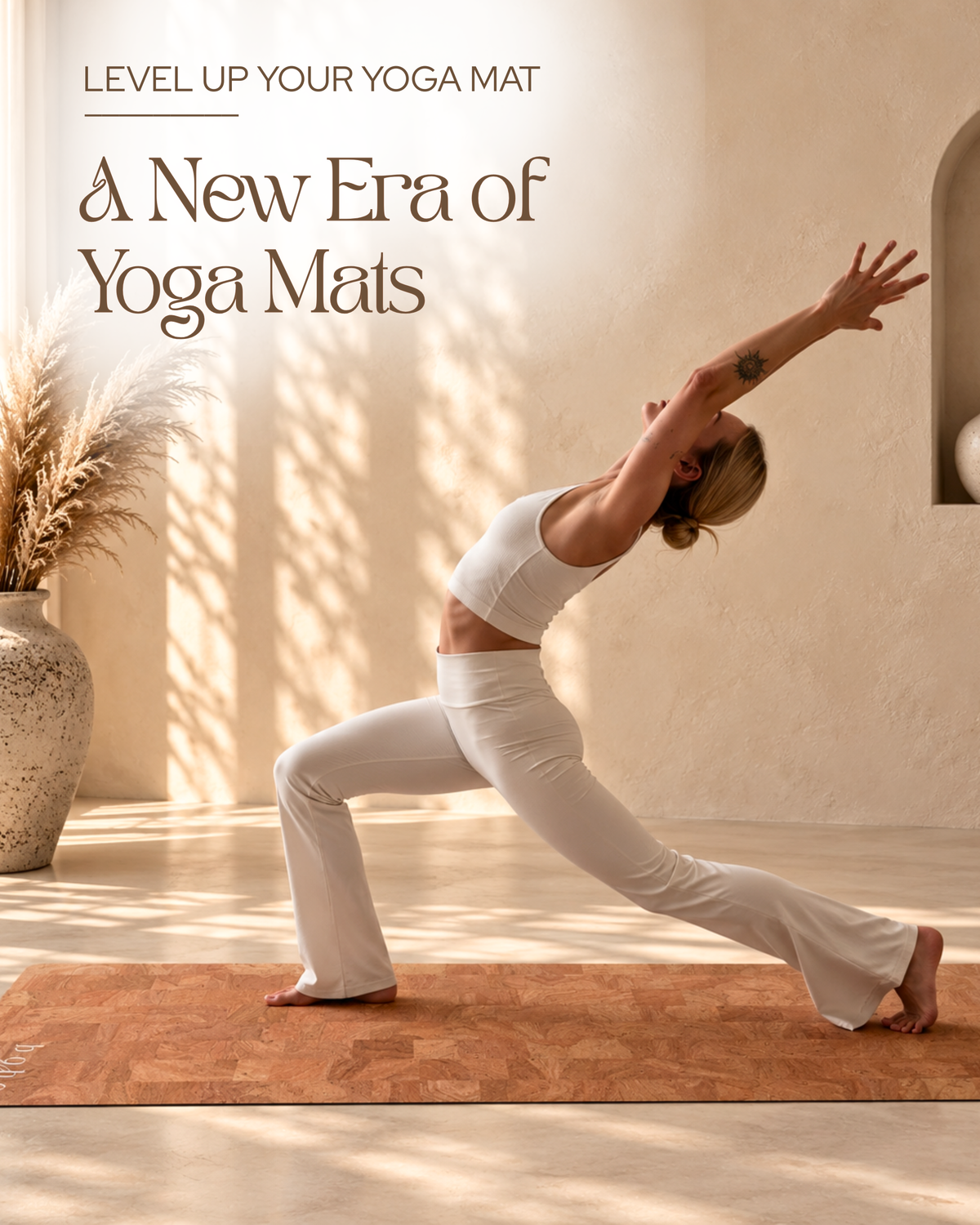 Deluxe Edition Cork Yoga Mat — Vegan Luxe Leather — Macramé Boho Bag