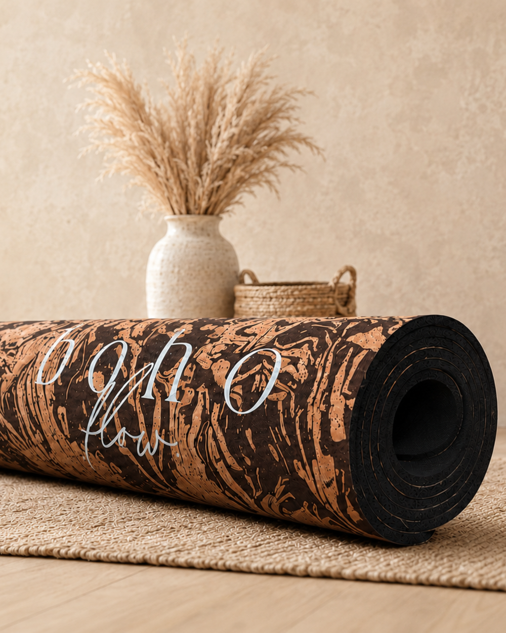 Deluxe Edition Cork Yoga Mat — Caffè Core — Macramé Boho Bag