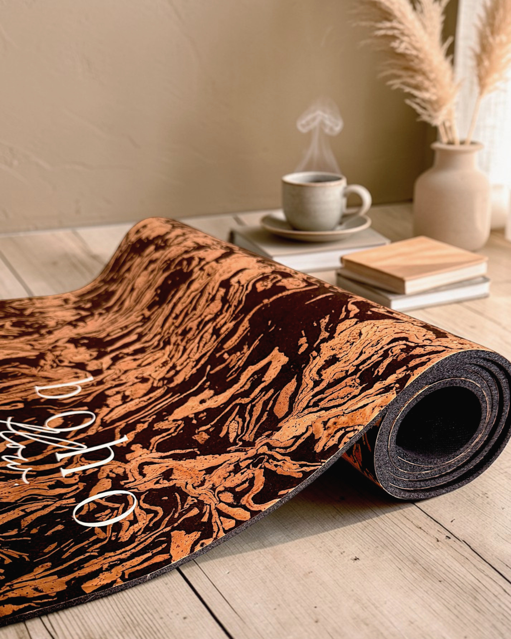 Deluxe Edition Cork Yoga Mat — Caffè Core — Macramé Boho Bag