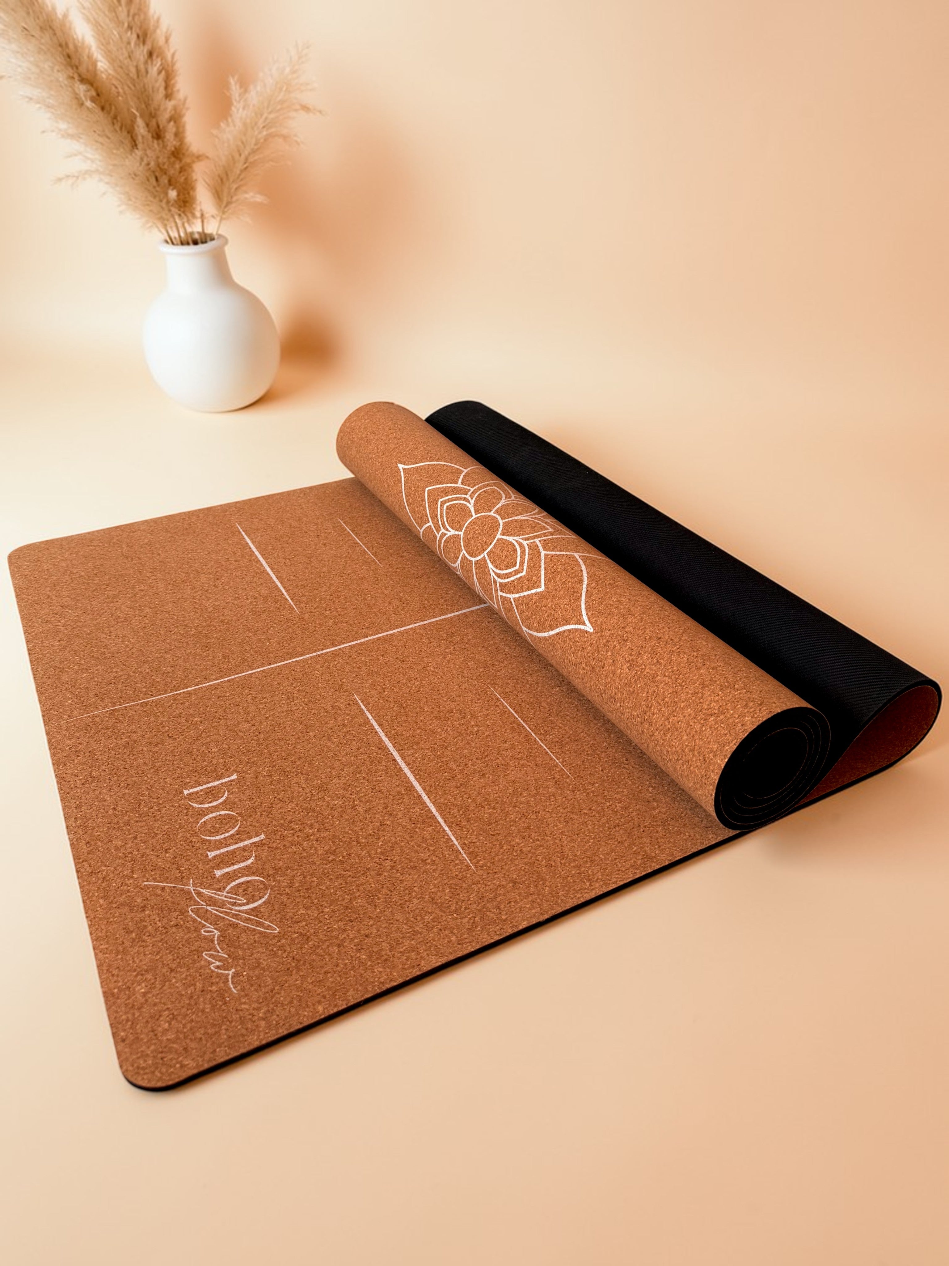 Alignment Edition Cork Yoga Mat — Mandala — Macramé Boho Bag