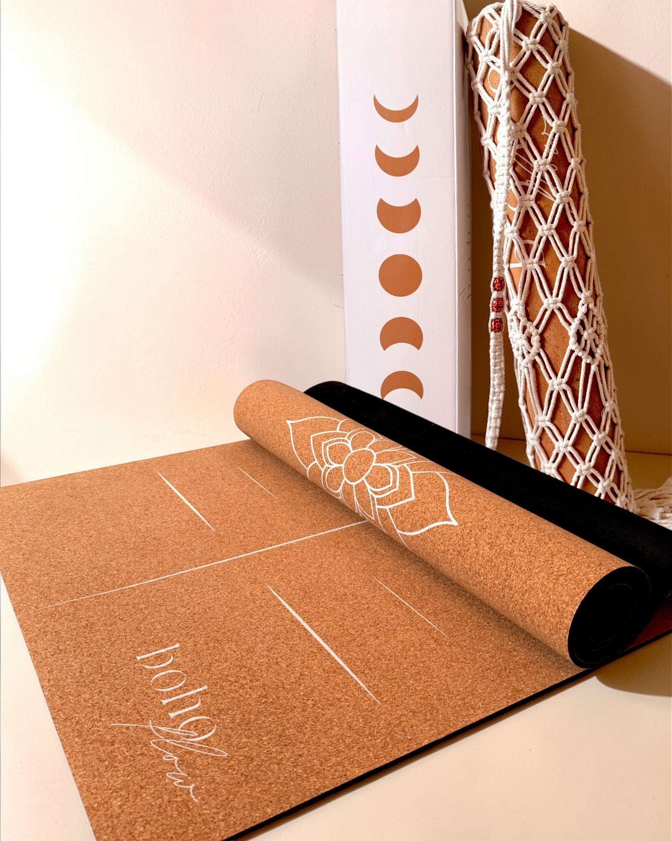 Alignment Edition Cork Yoga Mat — Mandala — Macramé Boho Bag