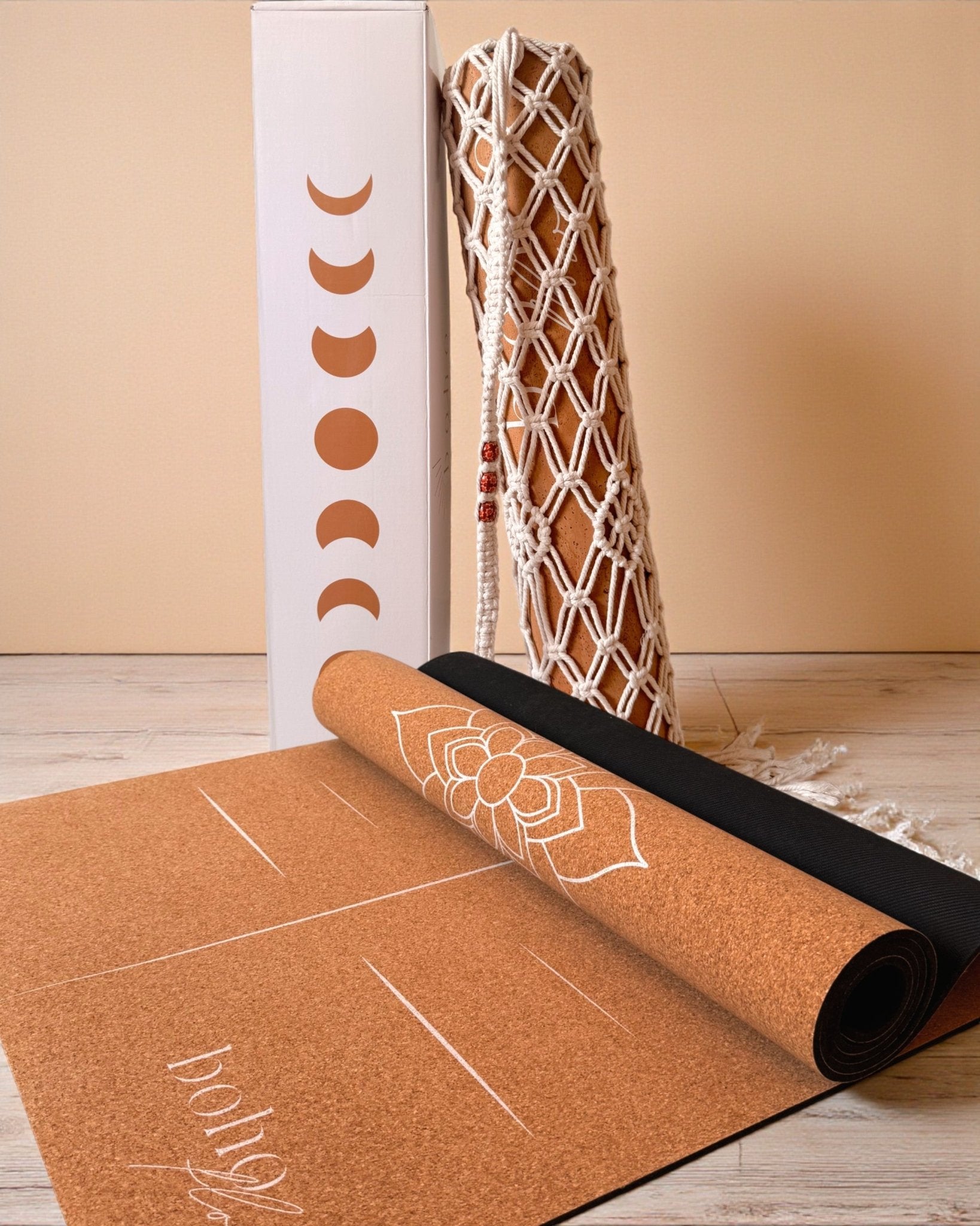 Alignment Edition Cork Yoga Mat — Mandala — Macramé Boho Bag