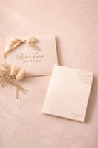 Boho Flow gift card and envelope on a soft pink background