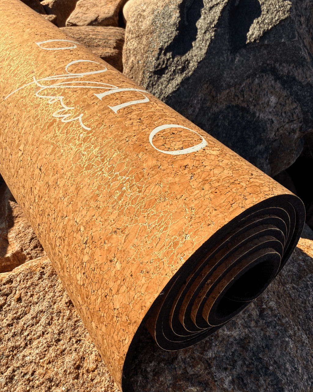 Deluxe Edition Cork Yoga Mat — Aurum Aura (Gold) — Macramé Boho Bag