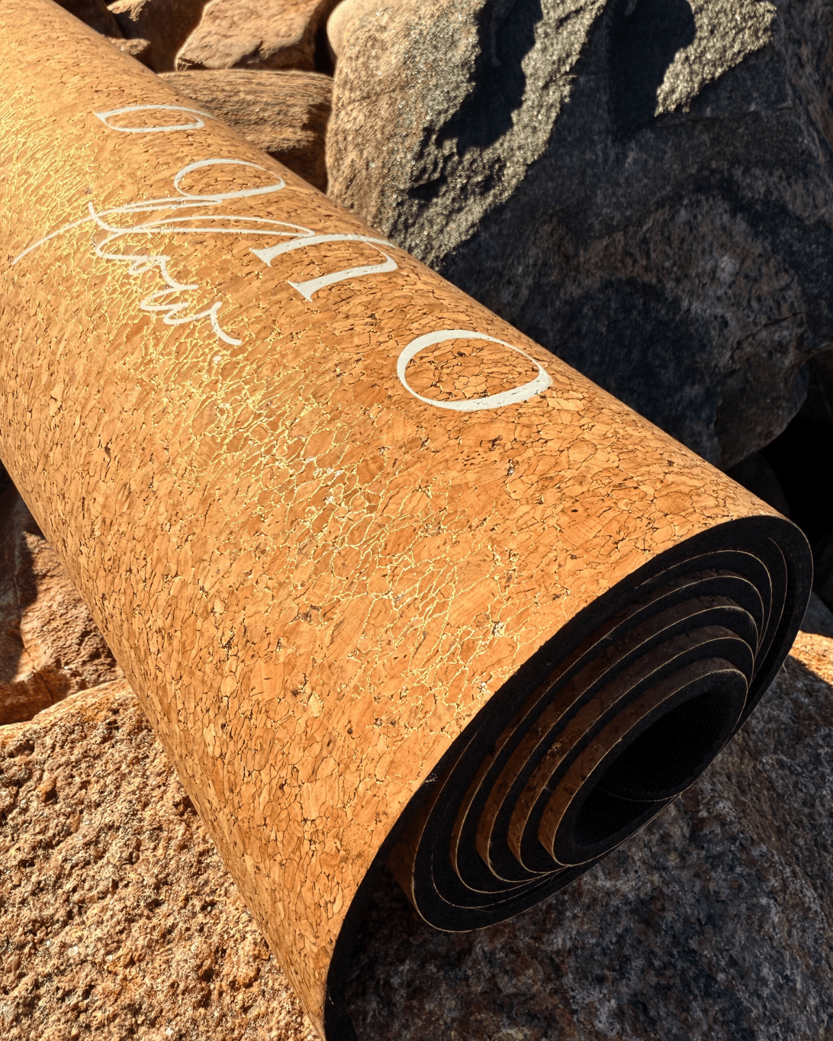 Deluxe Edition Cork Yoga Mat — Aurum Aura (Gold) — Macramé Boho Bag