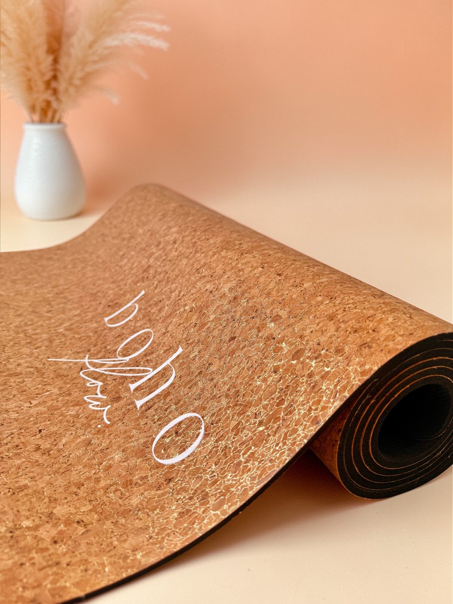 Deluxe Edition Cork Yoga Mat — Aurum Aura (Gold) — Macramé Boho Bag