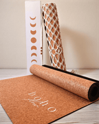 Deluxe Edition Cork Yoga Mat — Aurum Aura (Gold) — Macramé Boho Bag