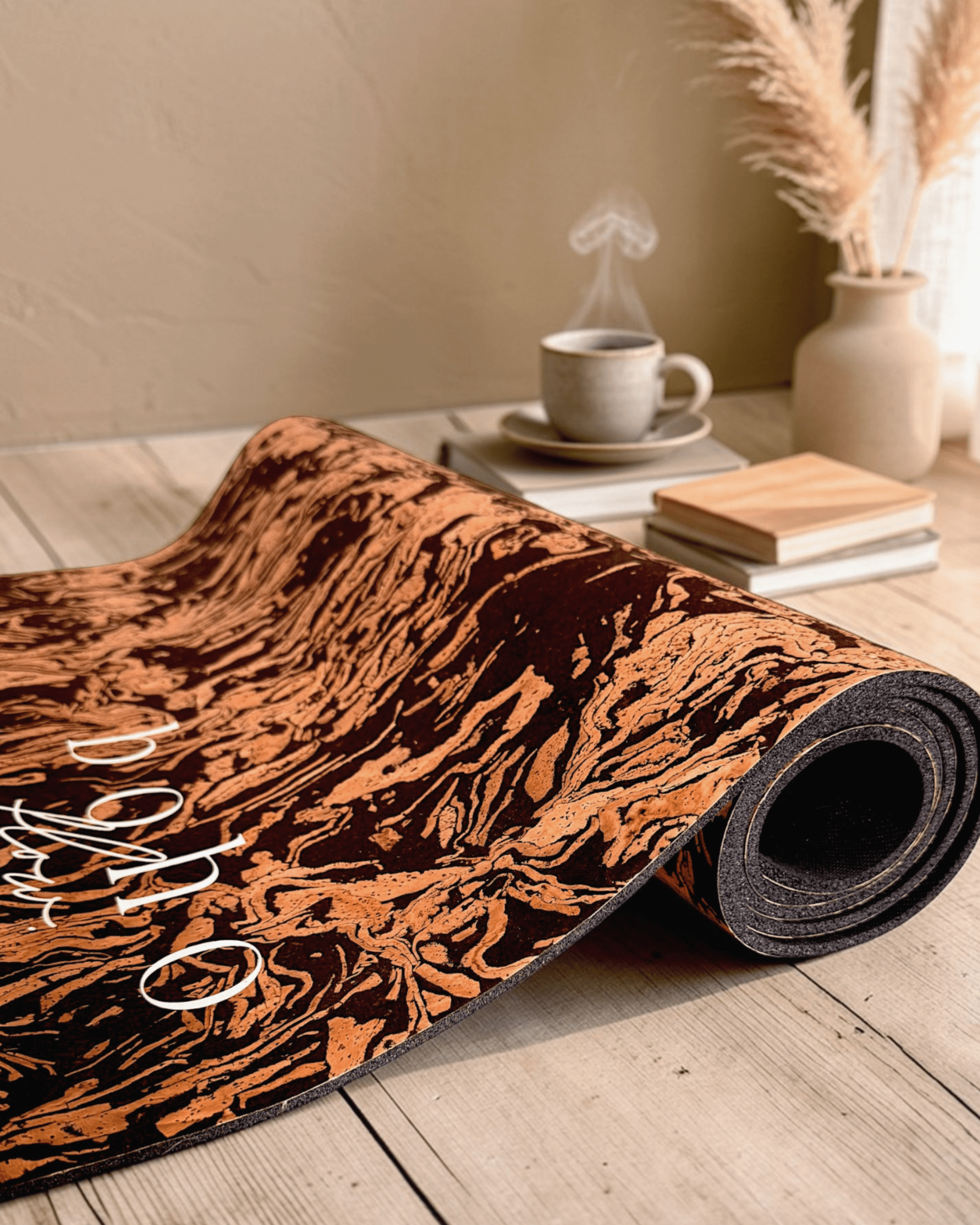 Deluxe Edition Cork Yoga Mat — Caffè Core — Macramé Boho Bag