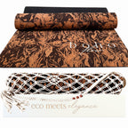 Cork Yoga mat with coffee pattern and macrame bag on a white background