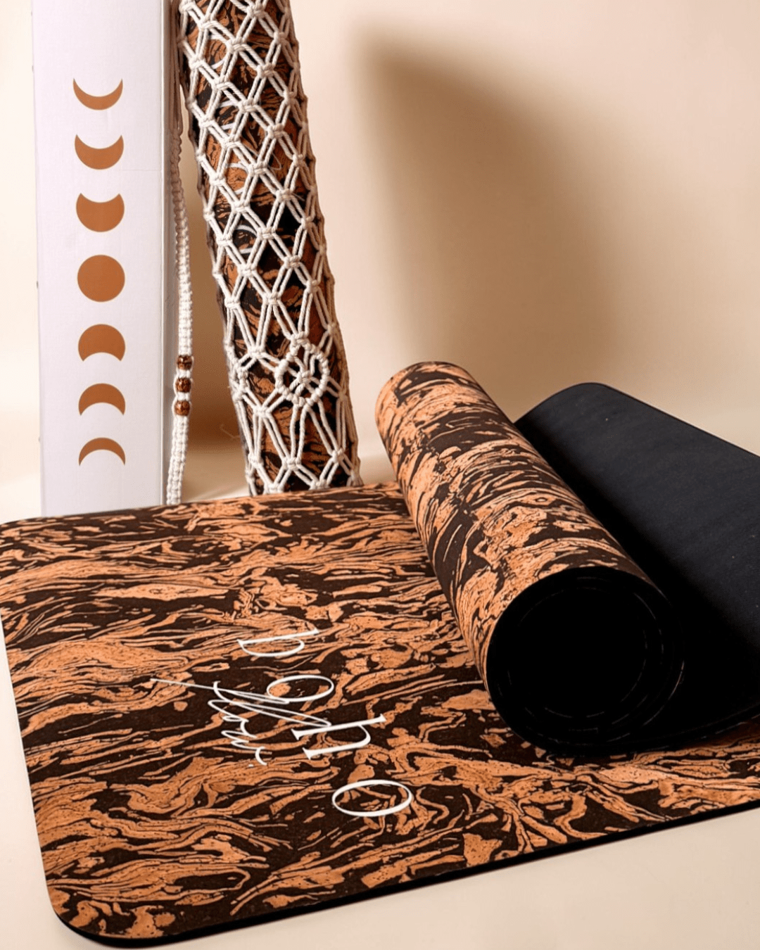 Deluxe Edition Cork Yoga Mat — Caffè Core — Macramé Boho Bag