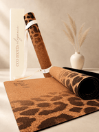 Print Edition Cork Yoga Mat — Leopard Fade — Carry Strap