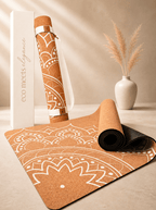 Print Edition Cork Yoga Mat — Offset Mandala — Carry Strap